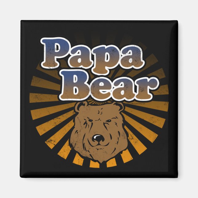 Papa Bear, Cool Fathers Day Vintage Look Magnet (Front)