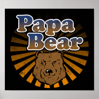 Papa Bear, Cool Fathers Day Vintage Look Poster