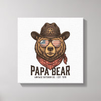 Papa Bear Cowboy Bear Patriotic Vintage Vector Des