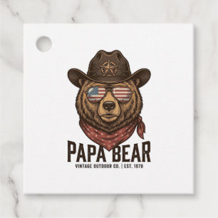 Papa Bear Cowboy Bear Patriotic Vintage Vector Des Favour Tags