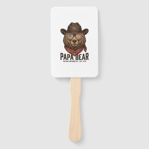 Papa Bear Cowboy Bear Patriotic Vintage Vector Des Hand Fan