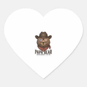 Papa Bear Cowboy Bear Patriotic Vintage Vector Des Heart Sticker