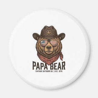 Papa Bear Cowboy Bear Patriotic Vintage Vector Des Magnet