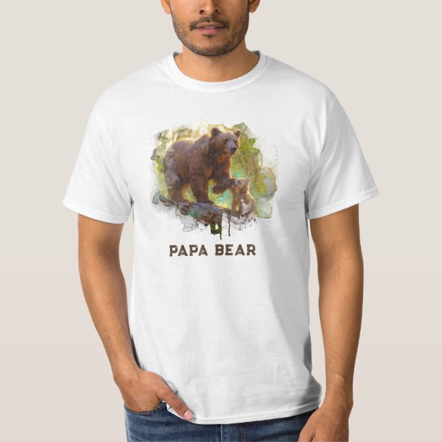 *~* PAPA BEAR Cub Art Father's Day Gift AP86 T-Shirt (Front)
