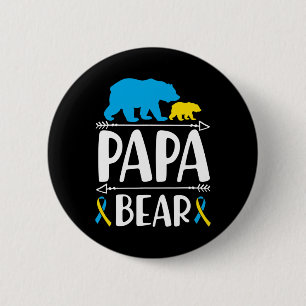 Papa Bear Down Syndrome Awareness Proud Dad 6 Cm Round Badge