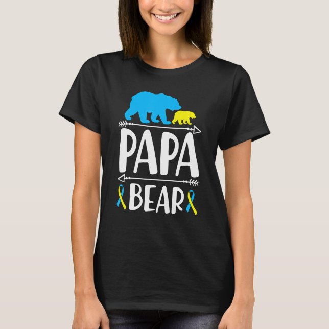 Papa Bear Down Syndrome Awareness Proud Dad T-Shirt (Front)