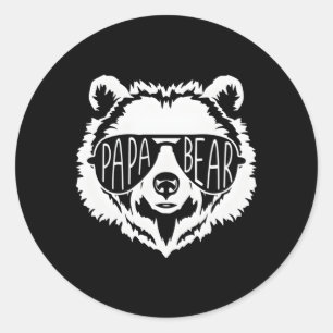 Papa Bear Face With Sunglasses Classic Round Sticker