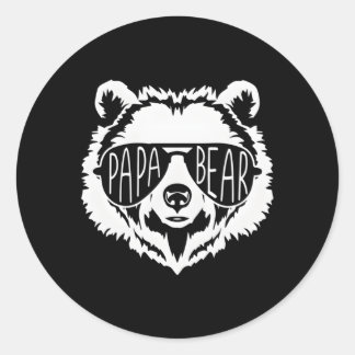 Papa Bear Face With Sunglasses Classic Round Sticker