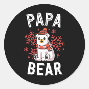 Papa Bear Family Christmas S Polar Bear Holiday Xm Classic Round Sticker