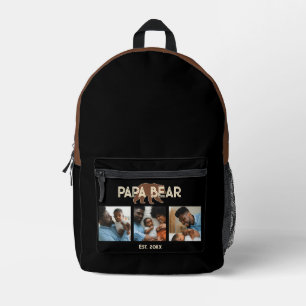 Papa Bear Father Year Established 3 Photo Printed Backpack