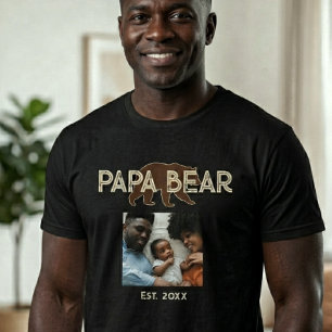 Papa Bear Father Year Established Photo Black T-Shirt