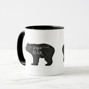 Papa Bear Fathers Day Black n White Rustic Modern Mug