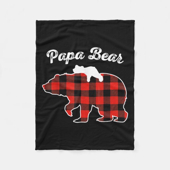 Papa Bear Flannel Red Plaid Pajama Family Matching Fleece Blanket (Front)