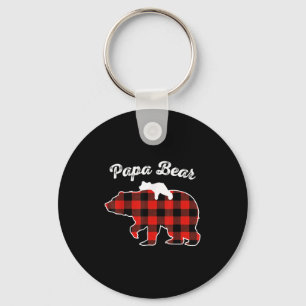 Papa Bear Flannel Red Plaid Pajama Family Matching Key Ring