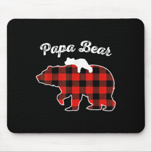 Papa Bear Flannel Red Plaid Pajama Family Matching Mouse Mat