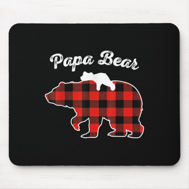 Papa Bear Flannel Red Plaid Pajama Family Matching Mouse Mat (Front)