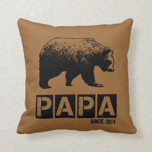 Papa Bear for Dad 2014, Grunge Black Cushion