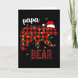 Papa Bear Funny Men Red Plaid Christmas Pajama Fam Card