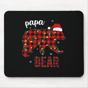 Papa Bear Funny Men Red Plaid Christmas Pajama Fam Mouse Mat