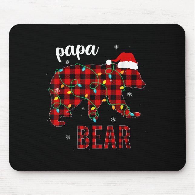 Papa Bear Funny Men Red Plaid Christmas Pajama Fam Mouse Mat (Front)