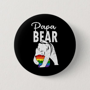 Papa Bear Gay Pride Rainbow Flag Lgbt Dad Camping  6 Cm Round Badge
