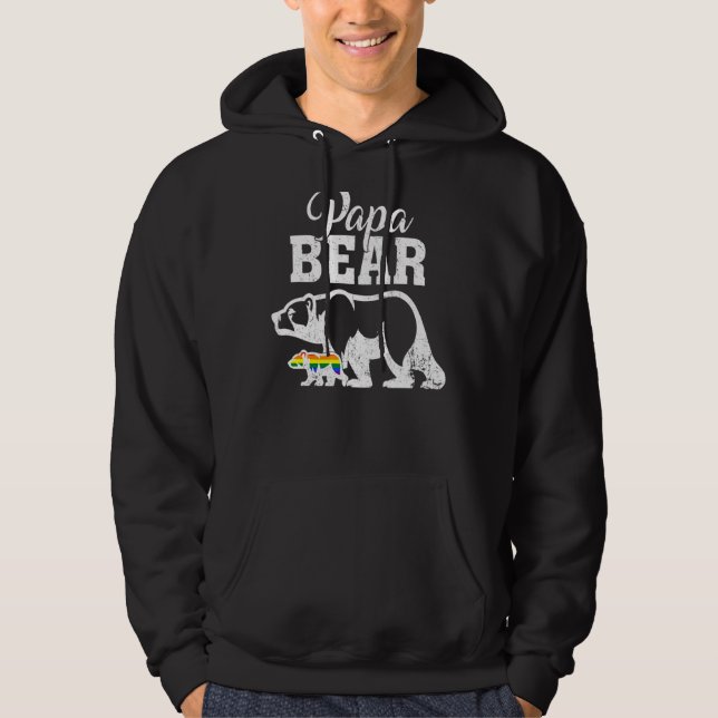 Papa Bear Gay Pride Rainbow Flag Lgbt Dad Camping  Hoodie (Front)