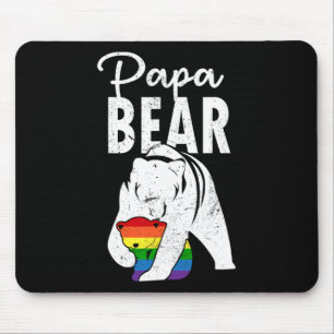 Papa Bear Gay Pride Rainbow Flag Lgbt Dad Camping  Mouse Mat