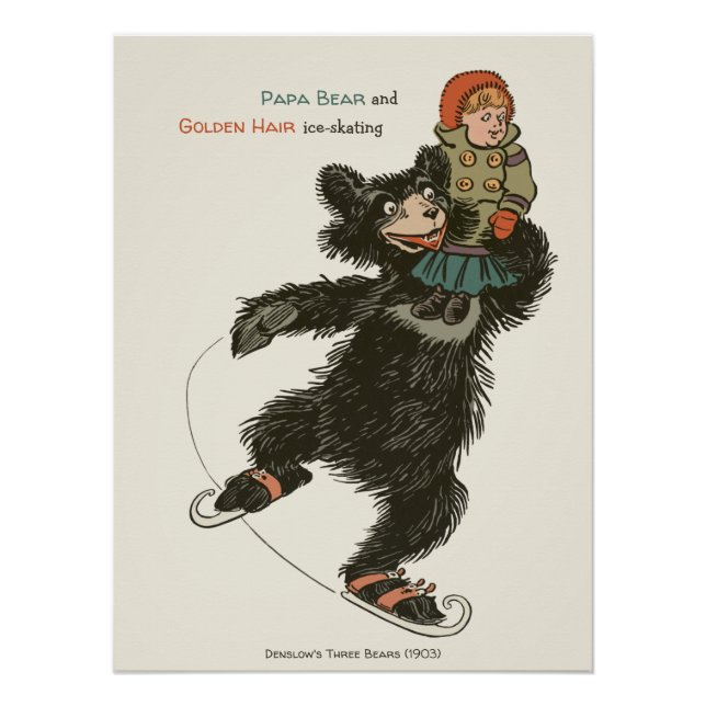 Papa Bear & Golden Hair skating CC0929 Fairytale Poster (Front)