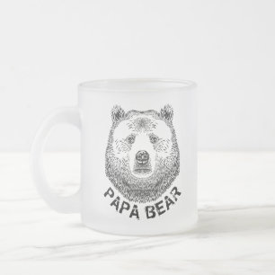 Papa Bear, Hand Drawn Illustration Frosted Glass Coffee Mug