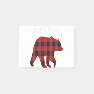 PAPA BEAR Men Red Plaid Christmas Pajama Family Da Post-it Notes