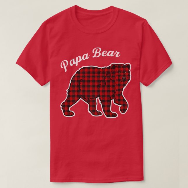 Papa Bear Men Red Plaid Premium  T-Shirt (Design Front)