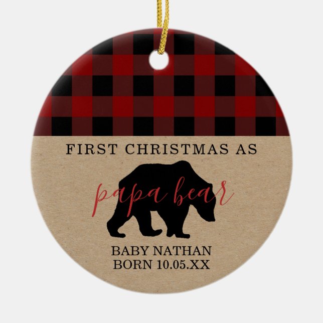 Papa Bear ornament first Christmas dad with photo (Front)