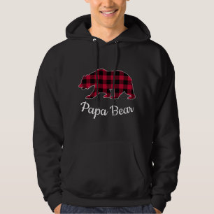 Papa Bear Pajama Red Buffalo Plaid Long Sleeve  Hoodie