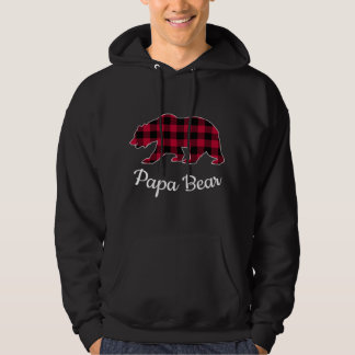 Papa Bear Pajama Red Buffalo Plaid Long Sleeve  Hoodie