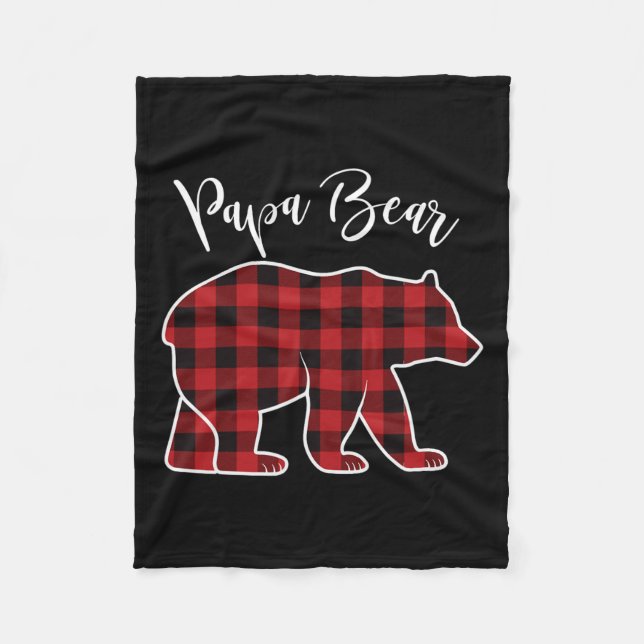 Papa Bear Pajama Red Buffalo Xmas Funny Family Chr Fleece Blanket (Front)