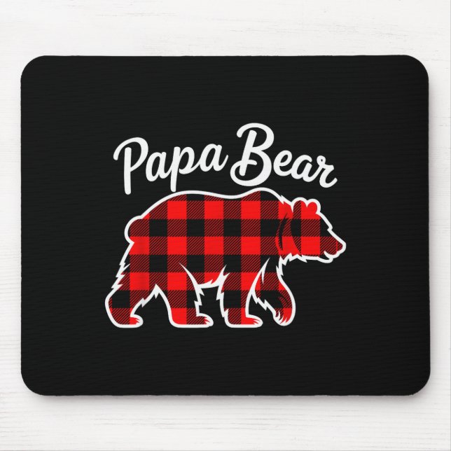 Papa Bear Pajama Red Buffalo Xmas Funny Family Chr Mouse Mat (Front)