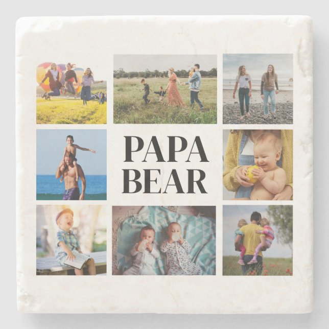 Papa Bear Photo Father's Day  Stone Coaster (Front)