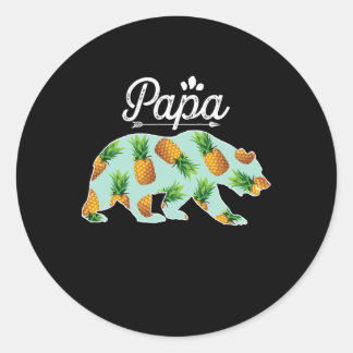 Papa Bear Pineapple Aloha Beaches Matching Couple  Classic Round Sticker