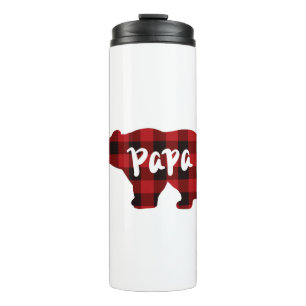 Papa Bear - Red and Black buffalo plaid Thermal Tumbler