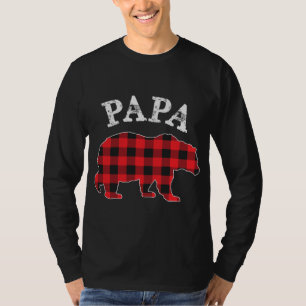 PAPA Bear RED Black Buffalo Plaid Mama Checkerboar T-Shirt