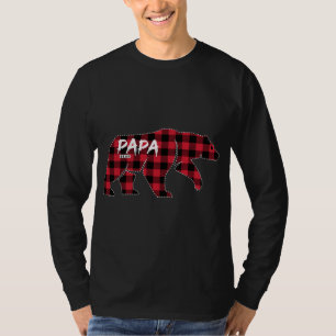Papa Bear Red Plaid Matching Family Pajama Design T-Shirt