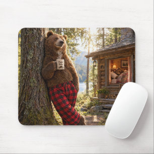 Papa Bear Relaxing in Woods with Coffee Mouse Mat