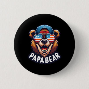 Papa Bear Shirt Fathers Day Gift Us American Flag 6 Cm Round Badge