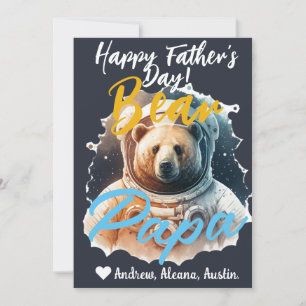 Papa Bear Simple chic Names Astronaut holiday card