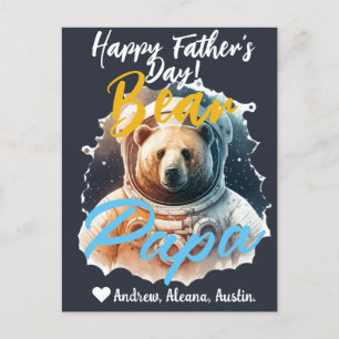 Papa Bear Simple chic Names Astronaut holiday card
