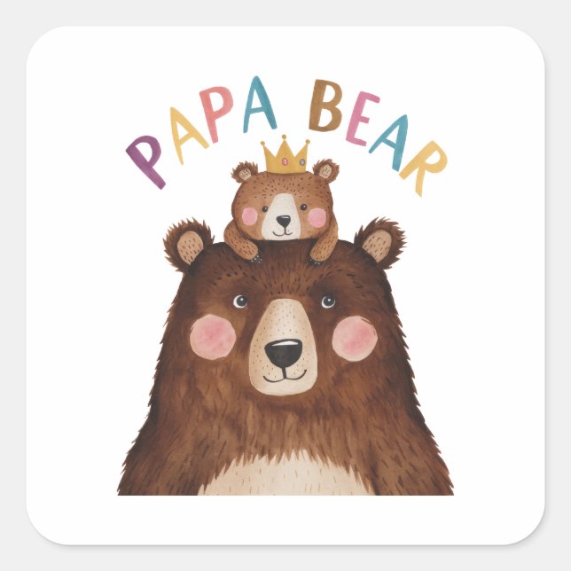 Papa Bear Square Sticker (Front)