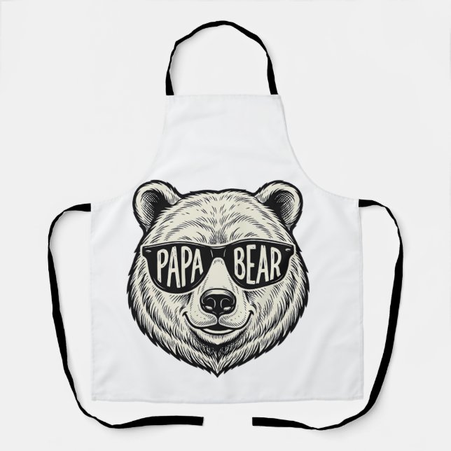 Papa Bear Sunglasses Bear Head Vector Design_1 Apron (Front)