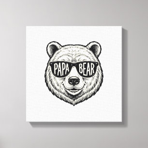 Papa Bear Sunglasses Bear Head Vector Design_1 Canvas Print