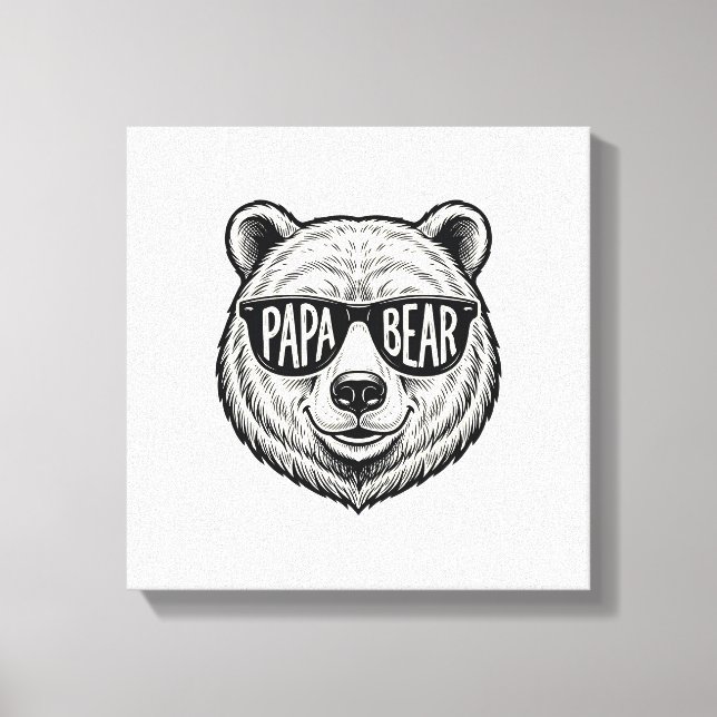 Papa Bear Sunglasses Bear Head Vector Design_1 Canvas Print (Front)