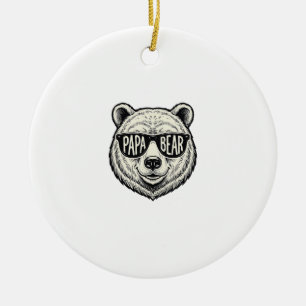 Papa Bear Sunglasses Bear Head Vector Design_1 Ceramic Tree Decoration